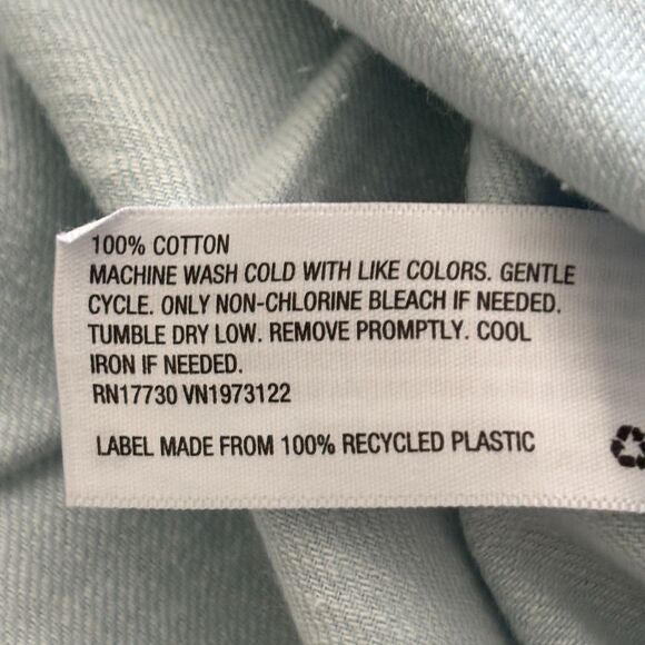 AVA & VIV Soft Light Wash Blue Cuffed Sleeve Denim No Gap Button Front Blouse  L - Picture 5 of 6